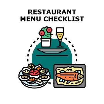 Restaurant menu checklist for food selection and dining Illustrazione stock