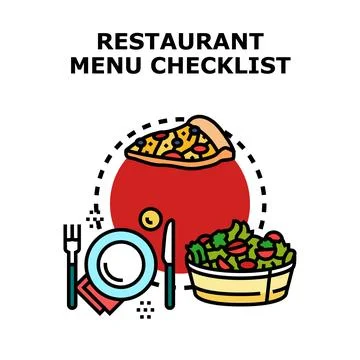Restaurant menu checklist planning dinner choosing food Stock Illustration