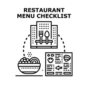 Restaurant menu checklist vector concept illustration Stock Illustration