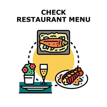 Restaurant menu concept checking dinner options vector Illustrazione stock