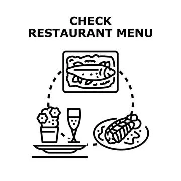 Restaurant menu concept checking dinner options vector Illustrazione stock