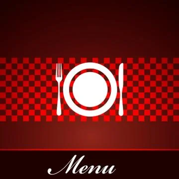 Restaurant menu design with plate, fork and knife Stock Illustration