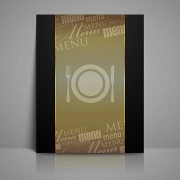 Restaurant menu design with plate, fork and knife Stock Illustration