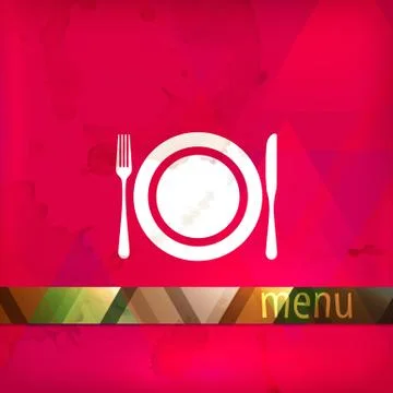 Restaurant menu design with plate, fork and knife Stock Illustration