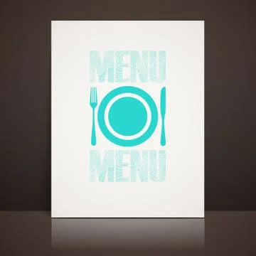 Restaurant menu design with plate, fork and knife Stock Illustration