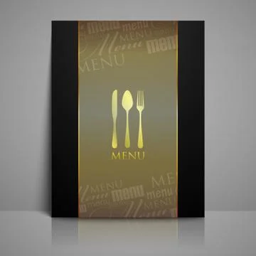 Restaurant menu design with spoon, fork and knife Stock Illustration