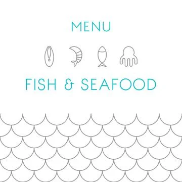 Restaurant menu design template. Seafood. Vector  illustration. Stock Illustration