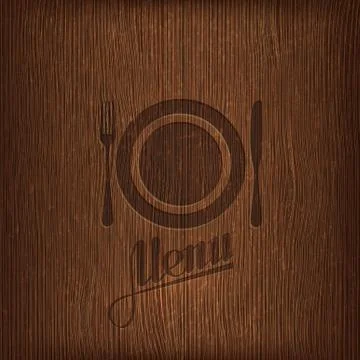 Restaurant menu design on wood background Stock Illustration
