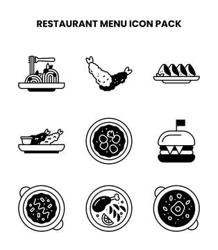 Restaurant Menu DuoTone Graphics Icons Pack Stock Illustration