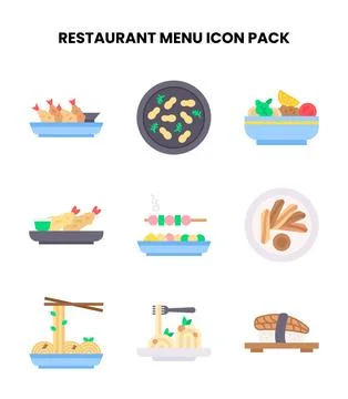 Restaurant Menu Flat Graphics Icons Pack Illustrazione stock