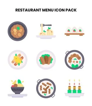 Restaurant Menu Flat Icons Pack Stock Illustration