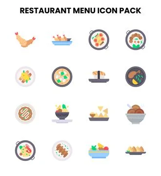 Restaurant Menu Flat Scalable Icons Pack Illustrazione stock