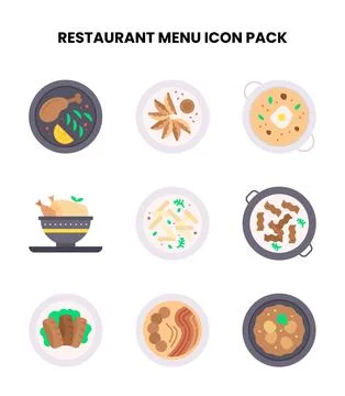 Restaurant Menu Flat Vector Icons Pack Illustrazione stock