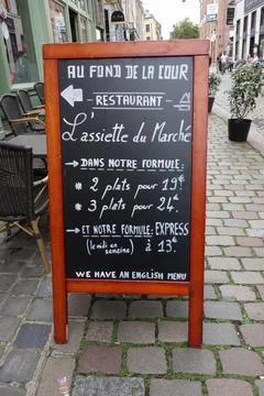 Restaurant menu in Lille Foto stock