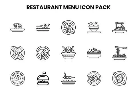 Restaurant Menu Line Graphics Icons Pack Ilustración de archivo