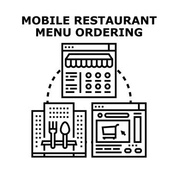 Restaurant menu ordering using mobile application concept Stock Illustration