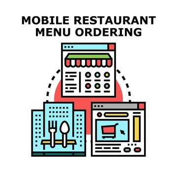 Restaurant menu ordering using mobile application concept Stock Illustration