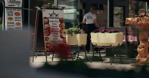 Restaurant Menu Sign Outside Waterfront Restaurant Stock Footage 336932579