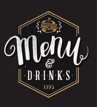 Restaurant Menu Template Hand Drawn Calligraphy Pen Brush Vector Stock Illustration