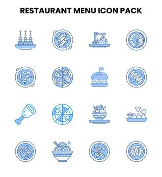 Restaurant Menu Two Colour Bundle Icons Pack Illustrazione stock