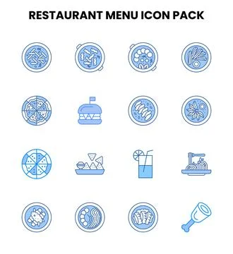 Restaurant Menu Two Colour Collection Icons Pack Illustration
