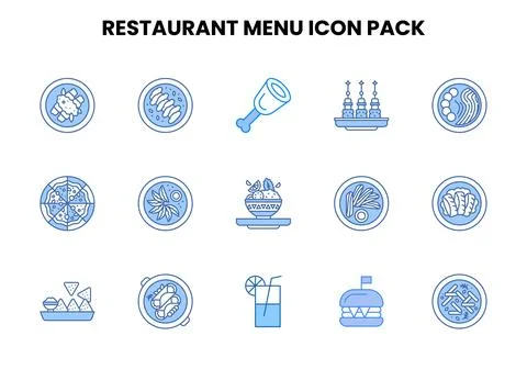 Restaurant Menu Two Colour Graphics Icons Pack Illustrazione stock