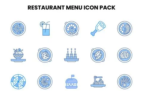 Restaurant Menu Two Colour SVG Icons Pack Illustrazione stock