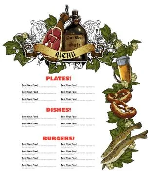 Restaurant menu white Stock Illustration