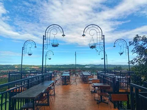 A restaurant on a mountain with a special design. 写真素材