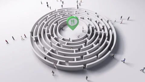 Restaurant navigation symbol and maze concept with people walking inside. 動画素材 290318289