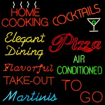 Restaurant neon Foto stock