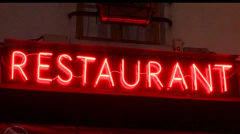 Restaurant neon sign Stock Footage 65449530