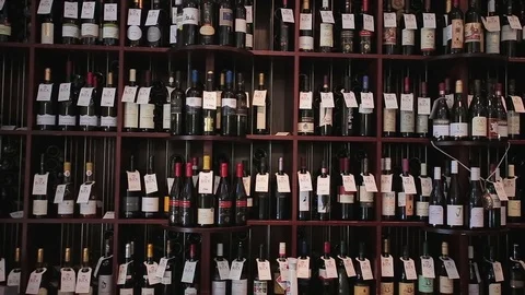 Restaurant nice stylish wall with wine devoration Stock Footage 71803698