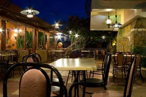 Restaurant at night Stock Photos