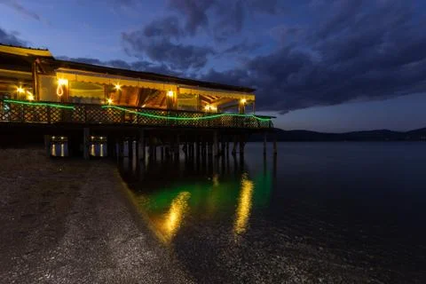 Restaurant at night Stock Photos