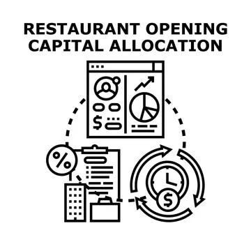 Restaurant opening capital allocation concept illustration Stock Illustration