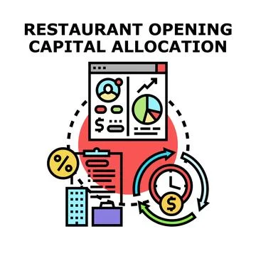 Restaurant opening capital allocation concept illustration Stock Illustration