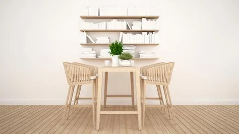 Restaurant or cafe and library area - 3D Rendering Stock Illustration