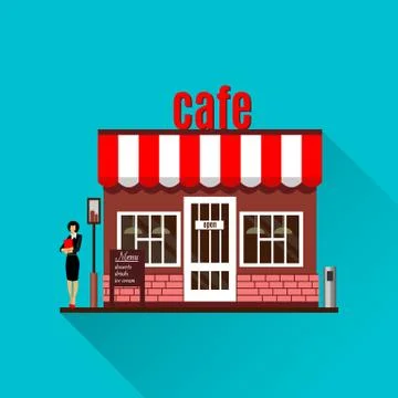 Restaurant or cafe illustration in flat style. Vector Illustrazione stock