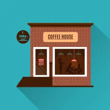 Restaurant or cafe illustration in flat style. Vector Stock Illustration