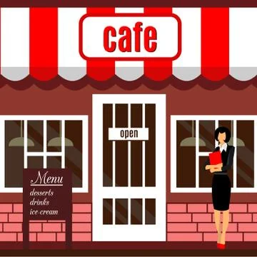Restaurant or cafe illustration in flat style Stock Illustration