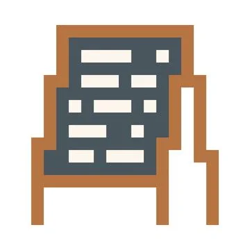Restaurant or Cafe menu board pixel art vector icon, 8 bit video game black Stock Illustration