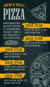 Restaurant or cafe menu pizza with text. Illustrazione stock