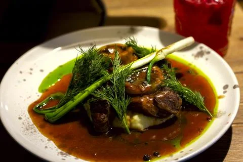 Restaurant osso-buco beef dish Stock Photos