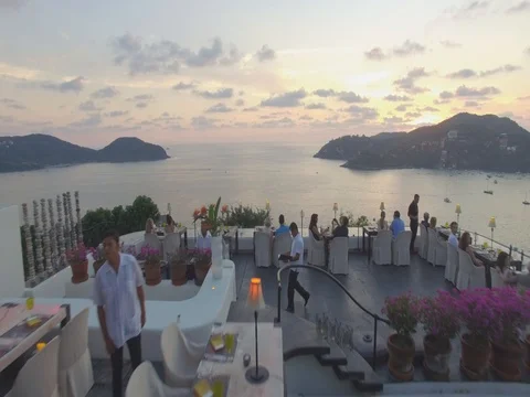 Restaurant Overlooking Pacific Ocean Flyover 動画素材 77875270