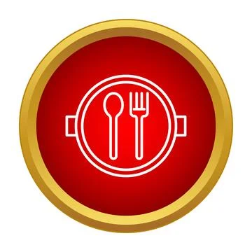 Restaurant pan icon with spoon and fork Stock Illustration