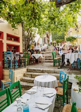 Restaurant in Plaka Neighborhood, Athens, Attica, Greece, Europe Stock Photos