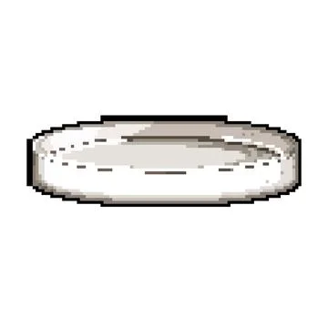 Restaurant plate white pixel art vector illustration Stock Illustration