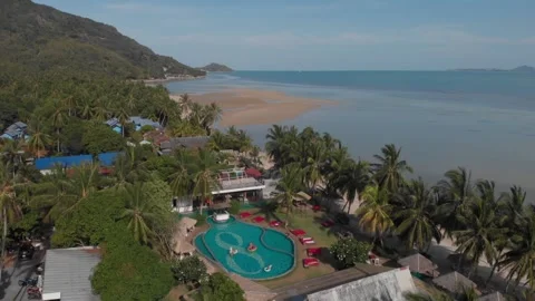 Restaurant with pool filmed with the drone Stock Footage 260431865