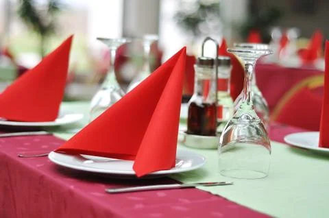 Restaurant prepared table Foto stock